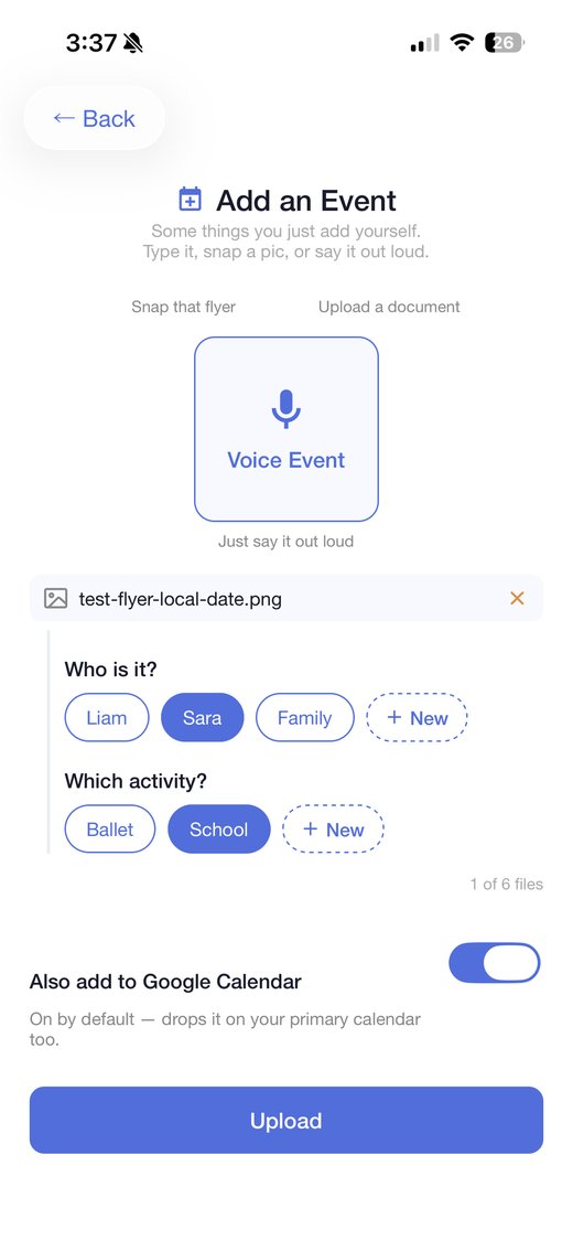 Adding an event by snapping a flyer or photo